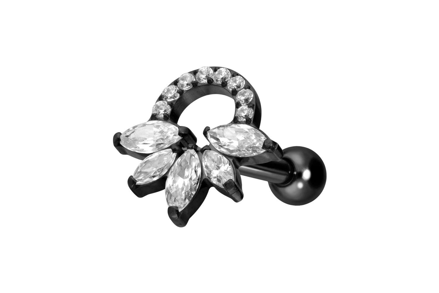 Titan Ohrpiercing mit Innengewinde KRISTALLRASSEL